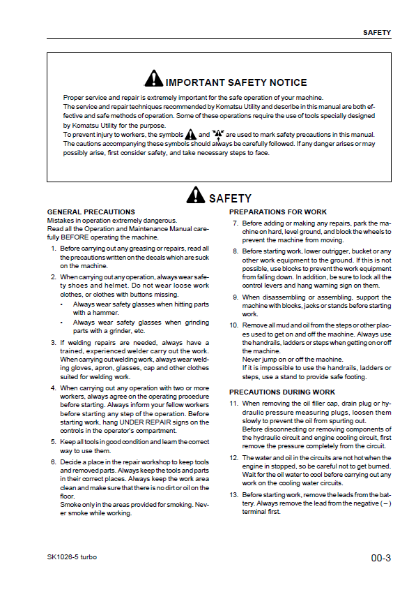 Official Komatsu SK1026-5 Service & Workshop Repair Manual PDF