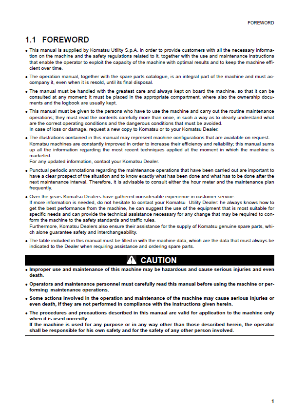 Official Komatsu SK518-5 Turbo Skid-Steer Loader Manual