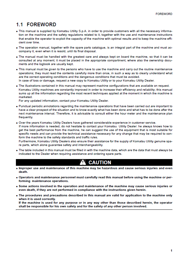 Official Komatsu SK714-5 Skid Steer Operator and Maintenance Guide