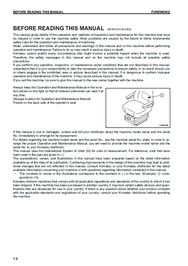 Official Komatsu WA200-7 Wheel Loader Operator & Maintenance Guide