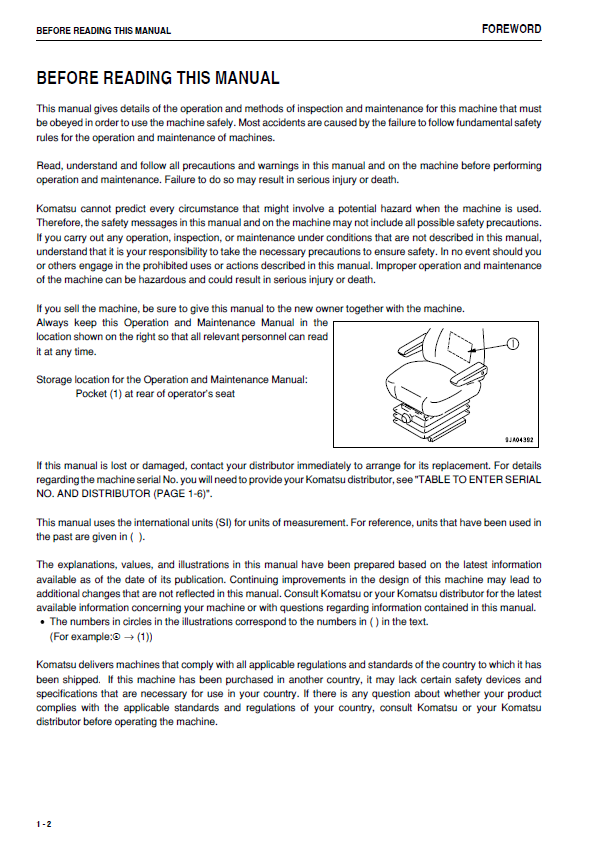 Official Komatsu WA250-6 Loader Operator and Service Guide