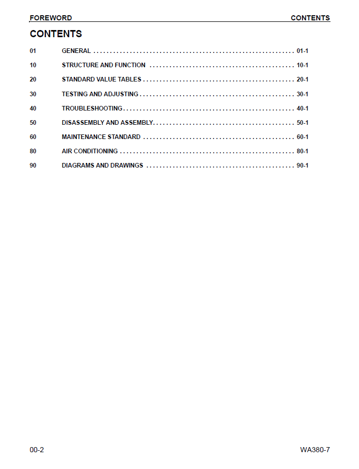 Official Komatsu WA380-7 Wheel Loader Repair Manual CEBM025604