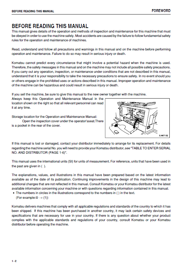 Official Komatsu WA50-6 Wheel Loader Service & Operator Guide