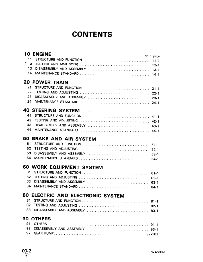 Official Komatsu WA500-1 Wheel Loader Workshop Repair Manual | SEBD04250107