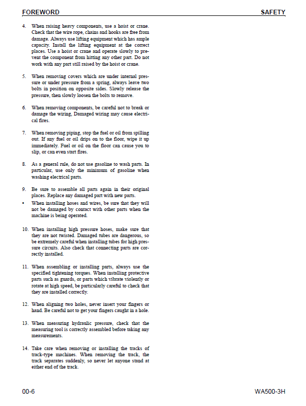 Official Komatsu WA500-3H Loader Maintenance Guide