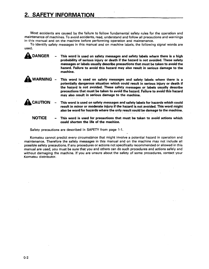 Official Komatsu WA800-2 Loader Operation Guide SEAD004000