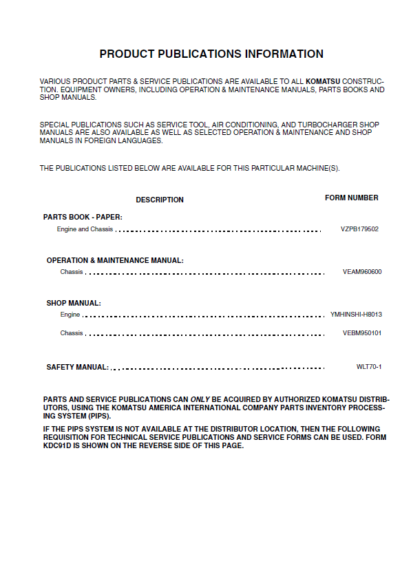 Official Komatsu WA85-3 Wheel Loader Operator & Service Manual PDF 