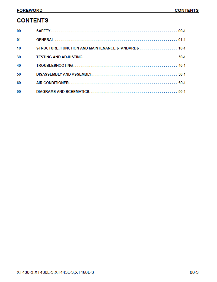 Official Komatsu XT430-3 XT430L-3 XT445L-3 XT460L-3 Feller Buncher Repair and Service Manual - CEBM029702