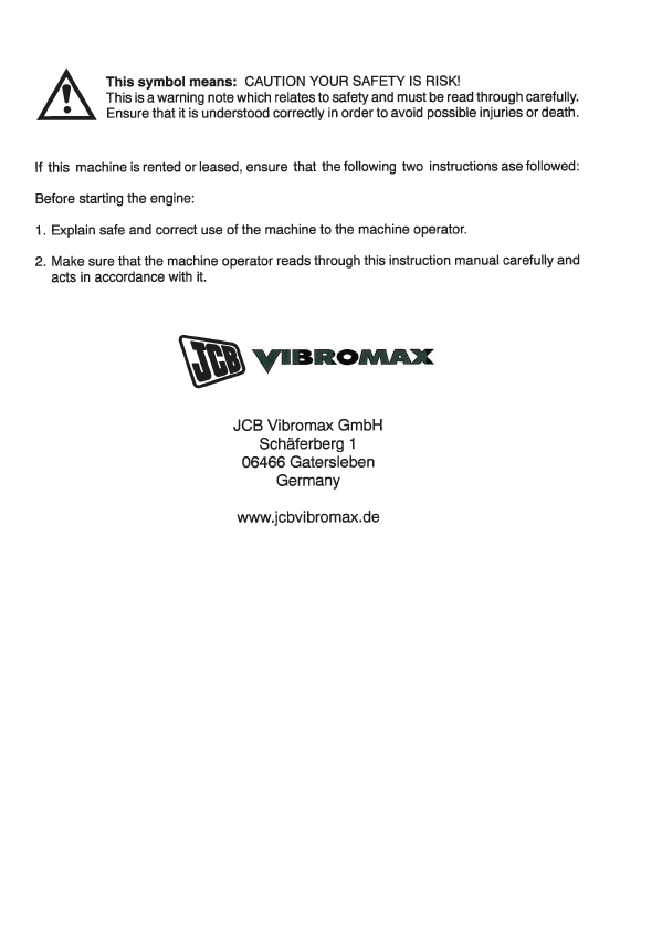 Official Manual: JCB 1105D & 1105PD Vibratory Roller Guide