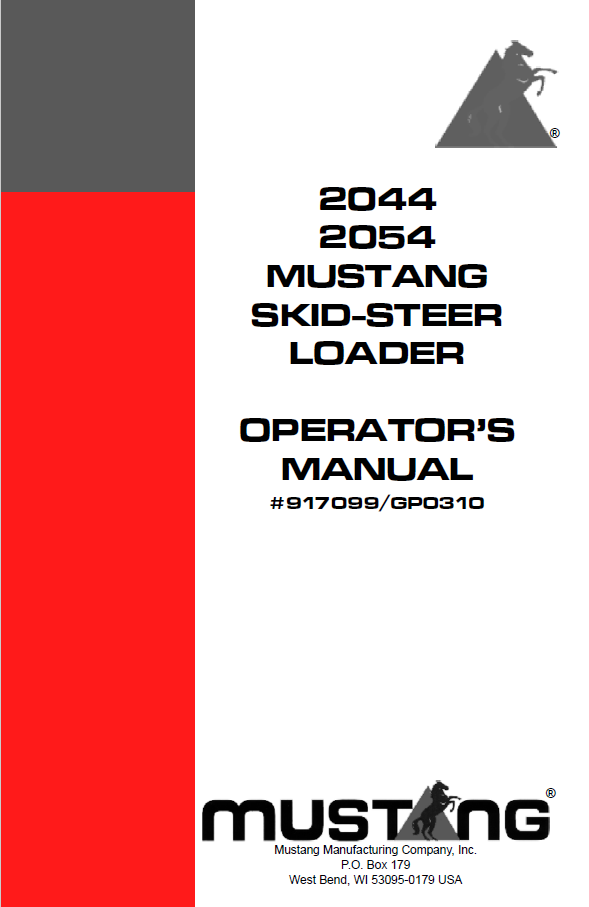 Official Mustang 2044 & 2054 Skid-Steer Loader Operator Manual (PDF)