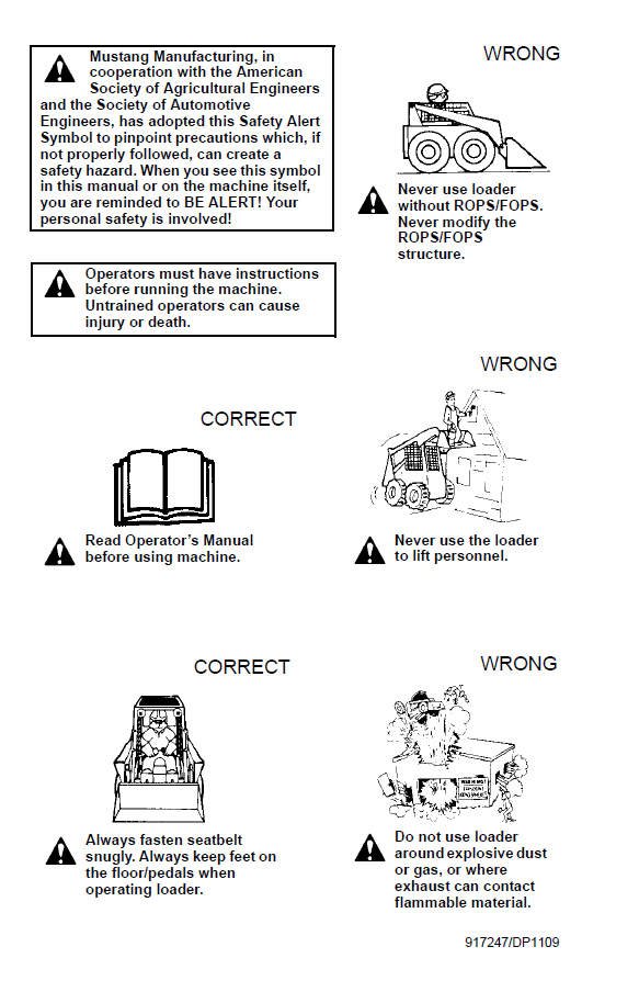 Official Mustang 2109 Skid Steer Operator's Manual 917247