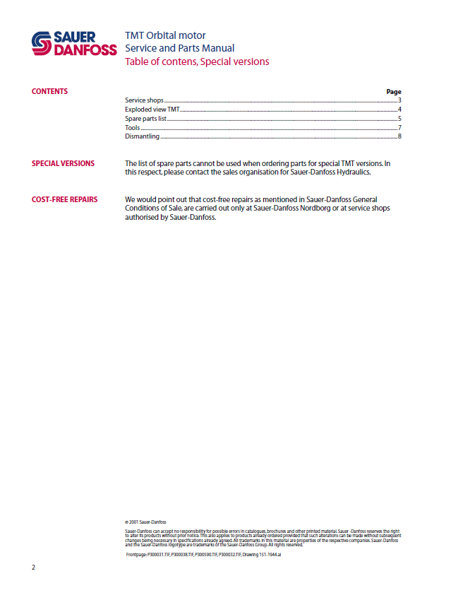Official Mustang 915183 TMT Service & Parts Manual PDF