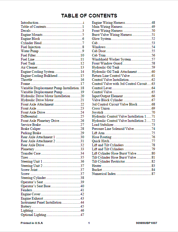 Official Mustang ML42 Wheel Loader Parts Catalog 909890 PDF Manual