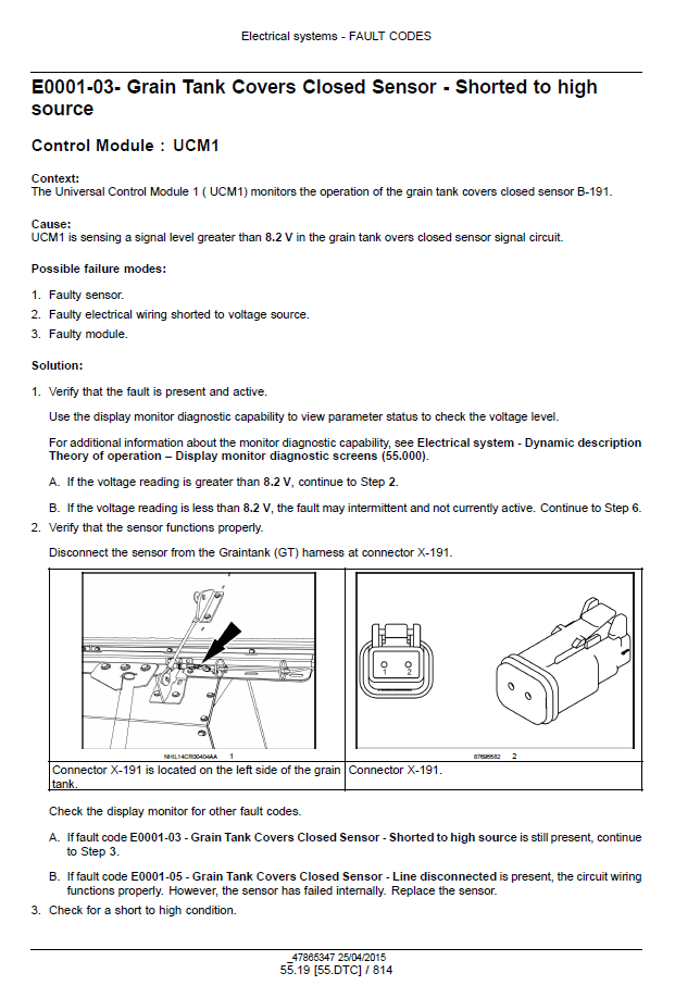 Official New Holland CR Series Tier 4B Combine Workshop Manual - 47878233