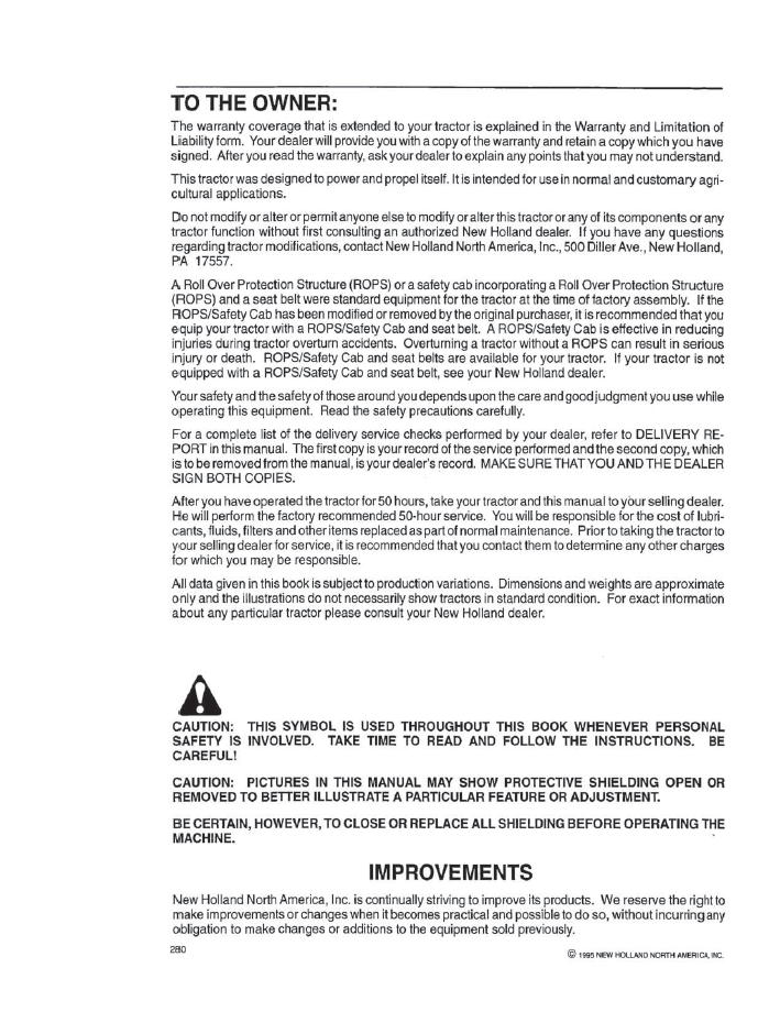 Official New Holland Ford 8160 Series Tractor User Handbook (42816040)