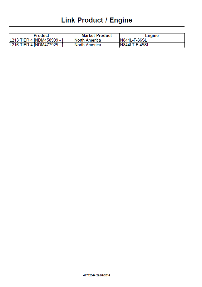 Official New Holland L213 & L216 Skid Steer Loader Service Manual | Part No. 47712044