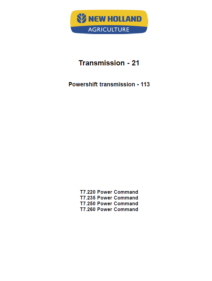 Official New Holland T7.220 to T7.270 Series Tractor Repair Manual 47567516