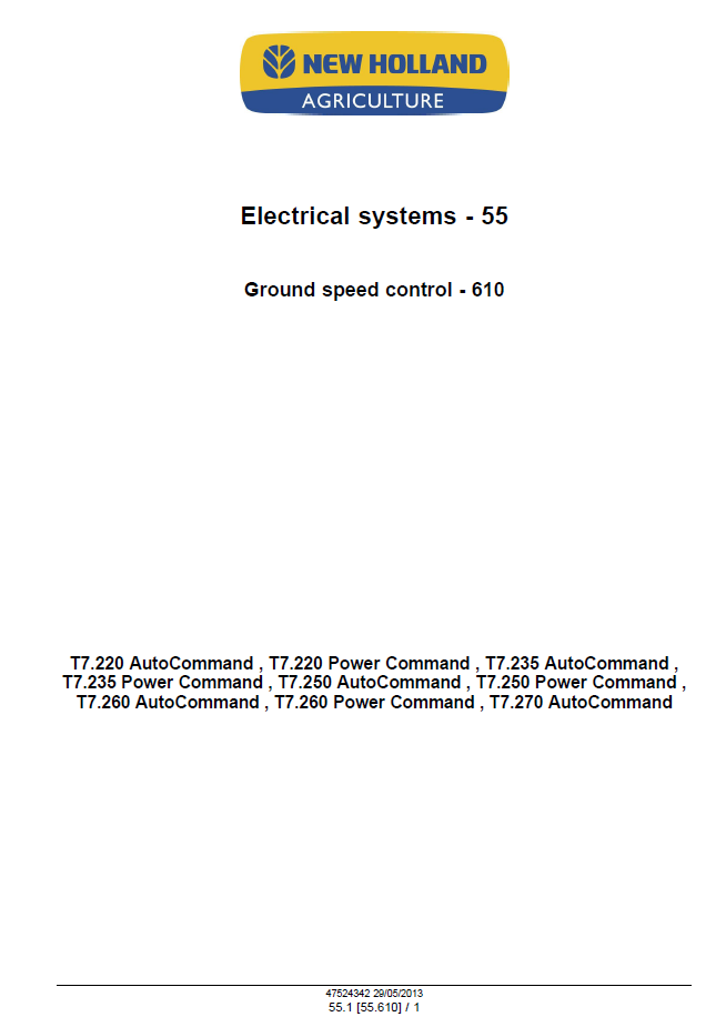 Official New Holland T7.220 to T7.270 Series Tractor Repair Manual 47567521