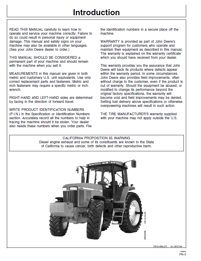 Official OMAR162168 John Deere 7610 7710 7810 User Guide