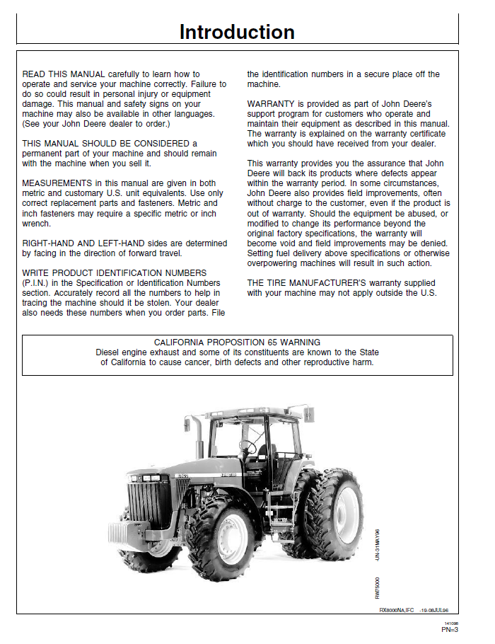 Official OMAR162529 John Deere 8100 8200 8300 8400 User Guide