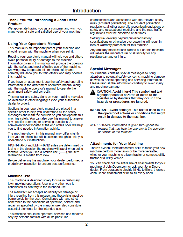 Official OMM174378 Manual: John Deere X300 Series Tractor User Guide