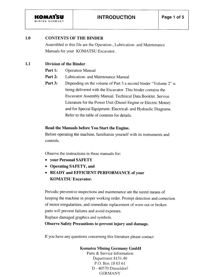 Official OMPC30006202: Komatsu PC3000-1 Mining Excavator Service & Operator Guide