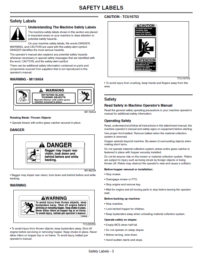Official OMTCU29193 John Deere 14 Bushel Rear Hopper Operator Guide