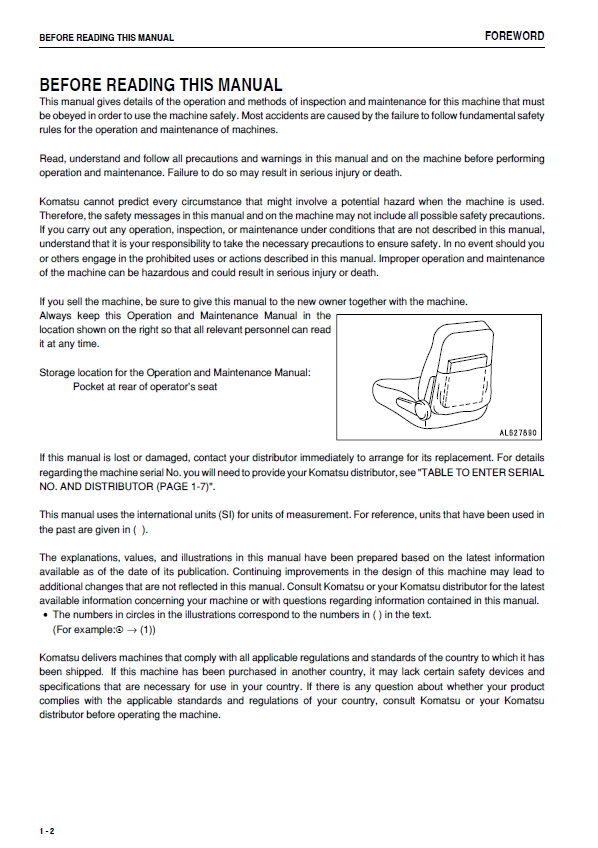 Official Operation & Maintenance Guide for Komatsu GD675-3E0 Grader