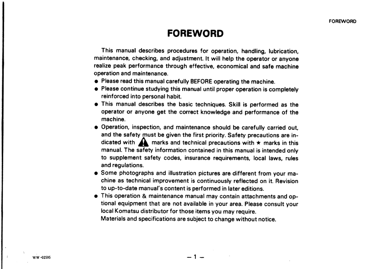 Official Operator Guide: Komatsu PC50UU-1 Hydraulic Excavator SEAM020U0101 PDF