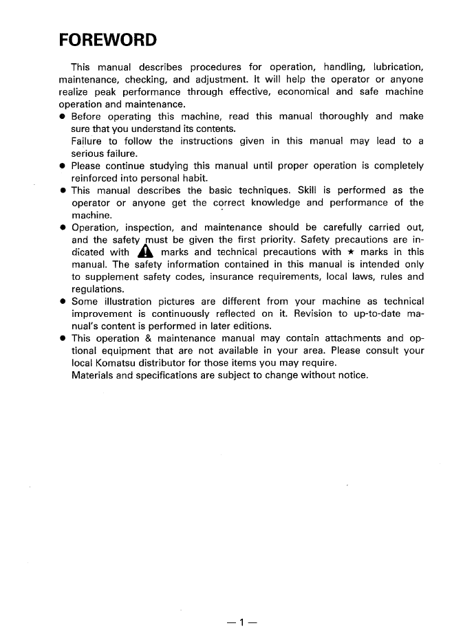Official Operator Guide: Komatsu PC606-6 Custom Hydraulic Excavator SEAM000400 PDF