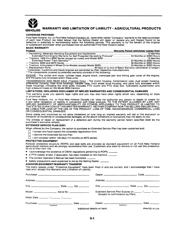 Official Operator Manual 42867043 for New Holland 8000 Series Tractors