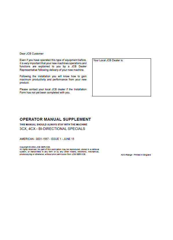 Official Operator Manual PDF: JCB 3CX & 4CX Bi-Directional Special