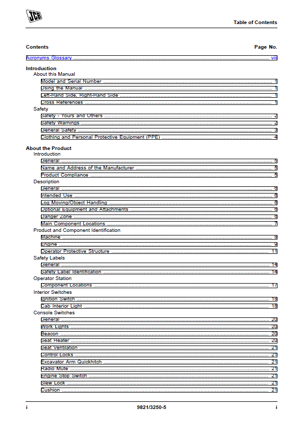 Official Operator Manual for JCB Excavator JS200 JS210 JS220 JS230 JS370