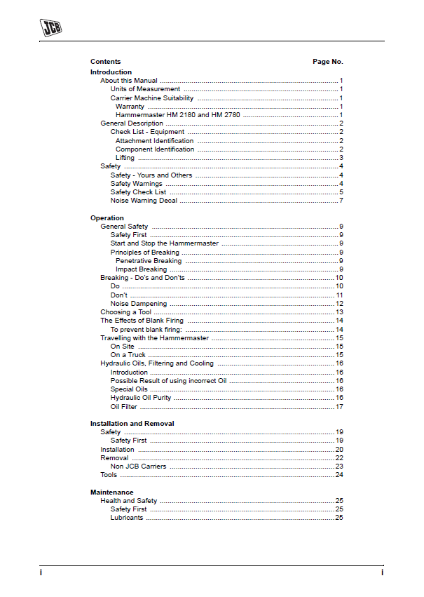 Official Operator Manual for JCB HM115 and HM140 Breakers