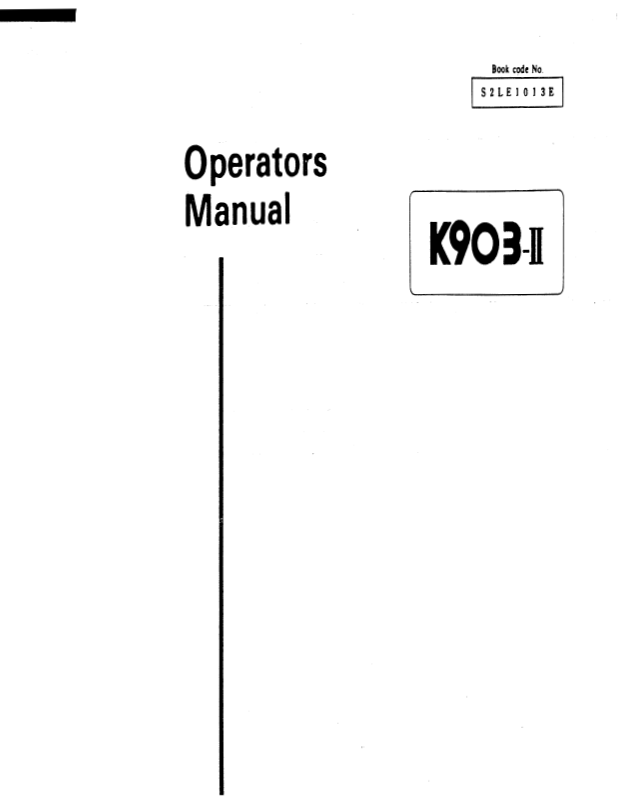 Official Operator's Manual for Kobelco K903 II Excavator (PDF)
