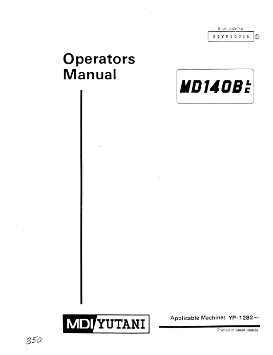 Official Operator's Manual for Kobelco MD140BLC Excavator (PDF)