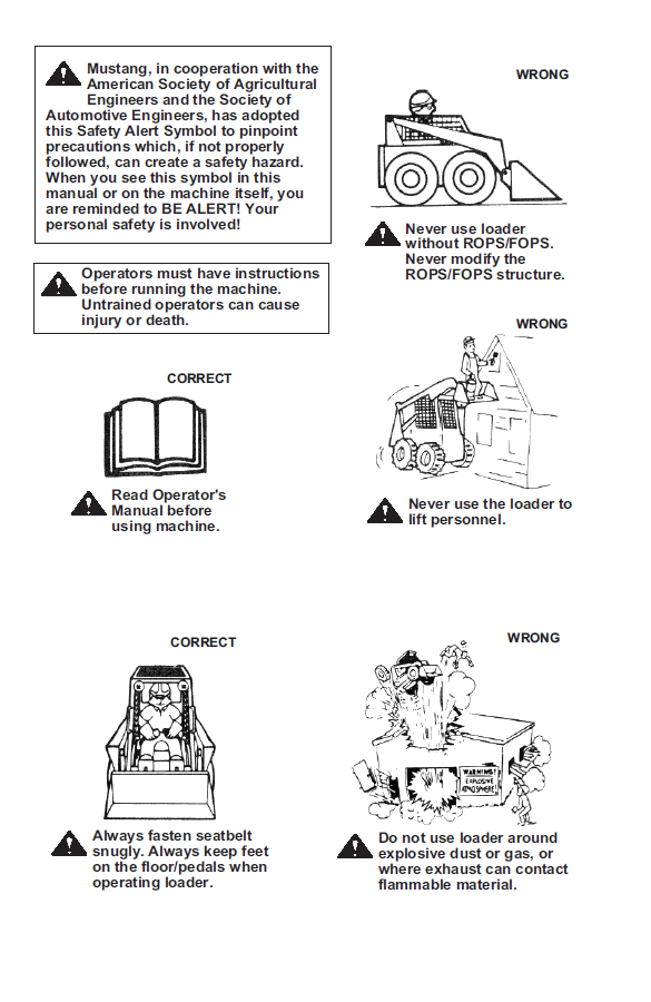 Official Operator's Manual for Mustang 2095 & 2105 Skid Steer Loaders