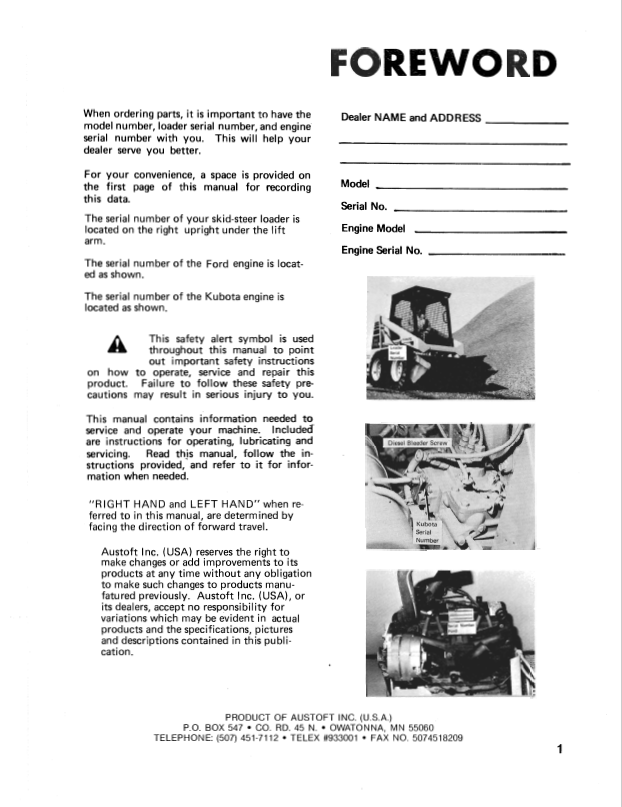Official Operator's Manual for Mustang 342 Loader