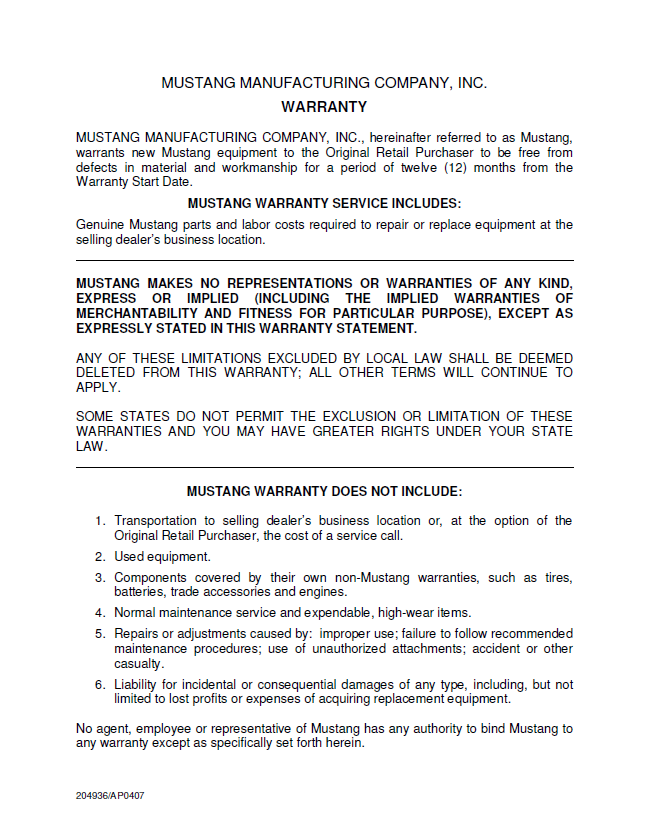 Official PDF: Mustang ML48 Loader Operator Guide 918134