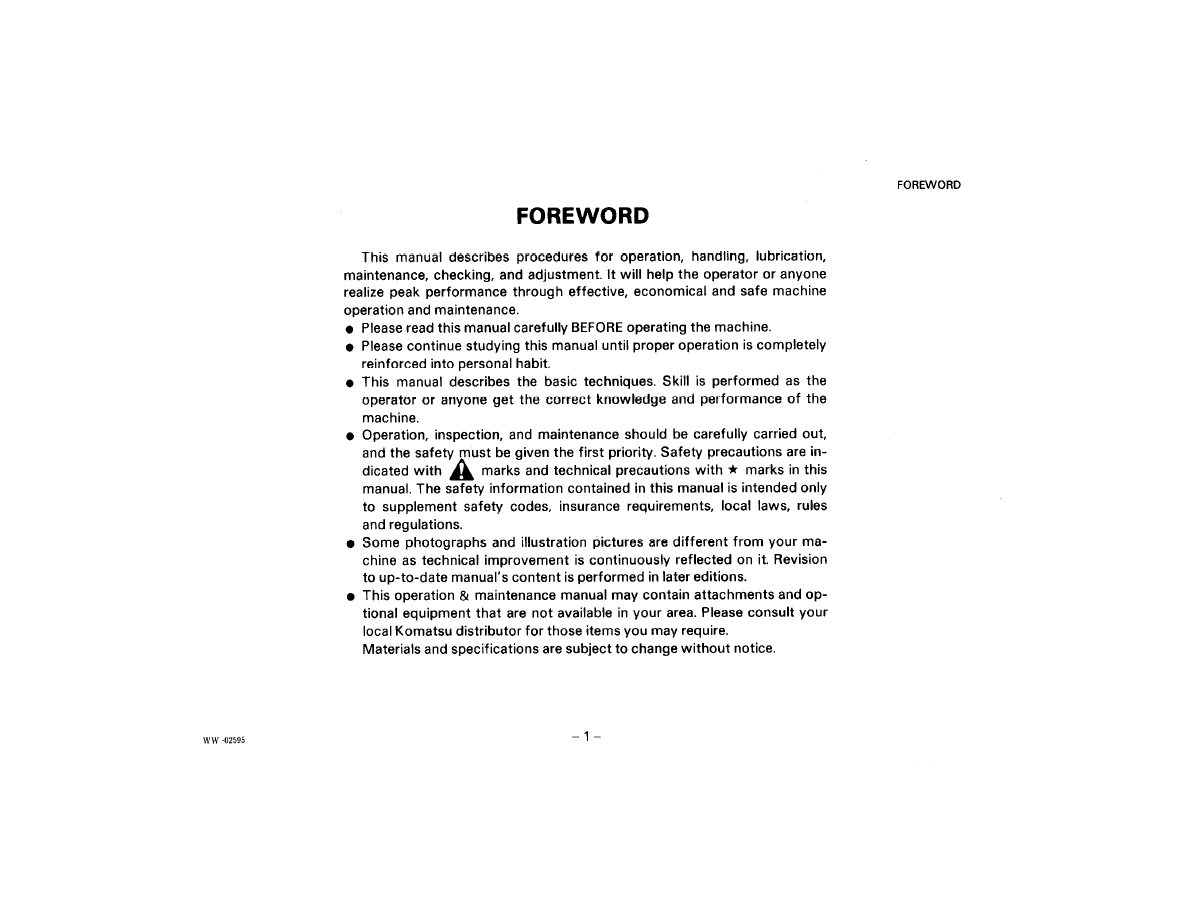 Official SEAD041E0102: Komatsu WD600-1 Wheel Dozer Service & Operator Guide