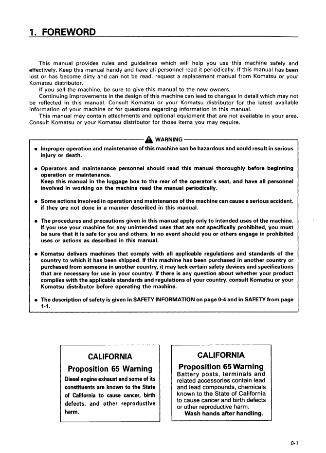 Official SEAM002410T: Komatsu PC200-6 and PC230 Mighty Series Excavator Owner and Operator Manual