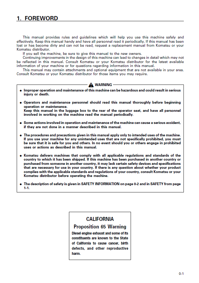 Official SEAM009003T: Komatsu PC300 & PC350 Series Excavator Owner and Operator Manual