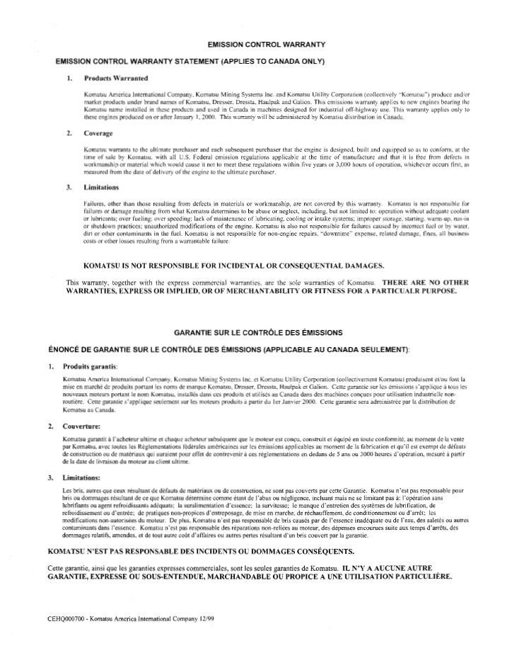 Official SEAM009600 Komatsu PC60-7 Hydraulic Excavator Operator Manual PDF