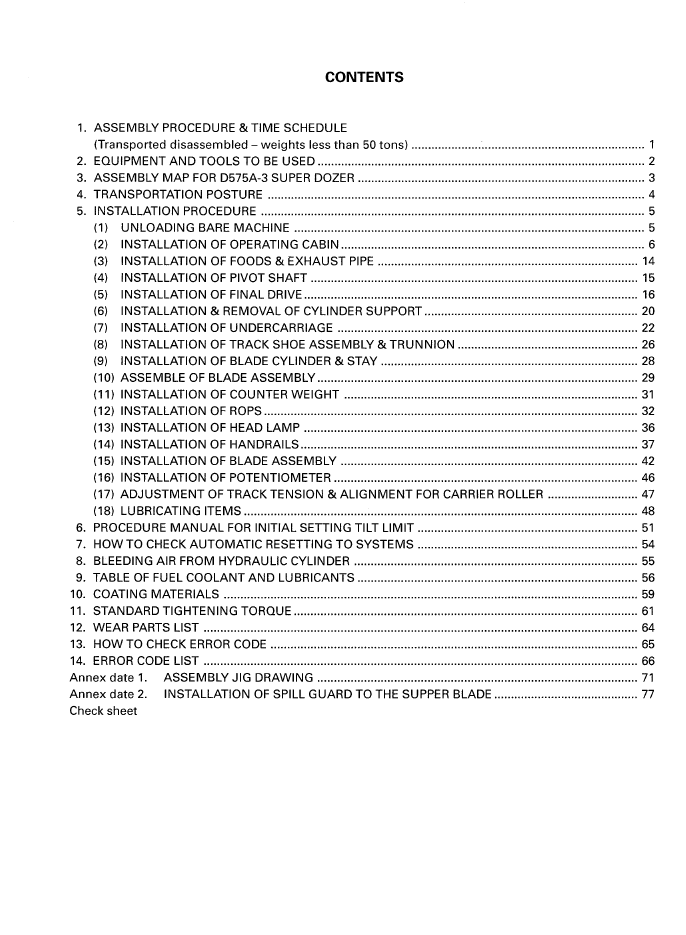 Official SEAWD02700 Komatsu D575A-3 Super Dozer Setup & Assembly Guide