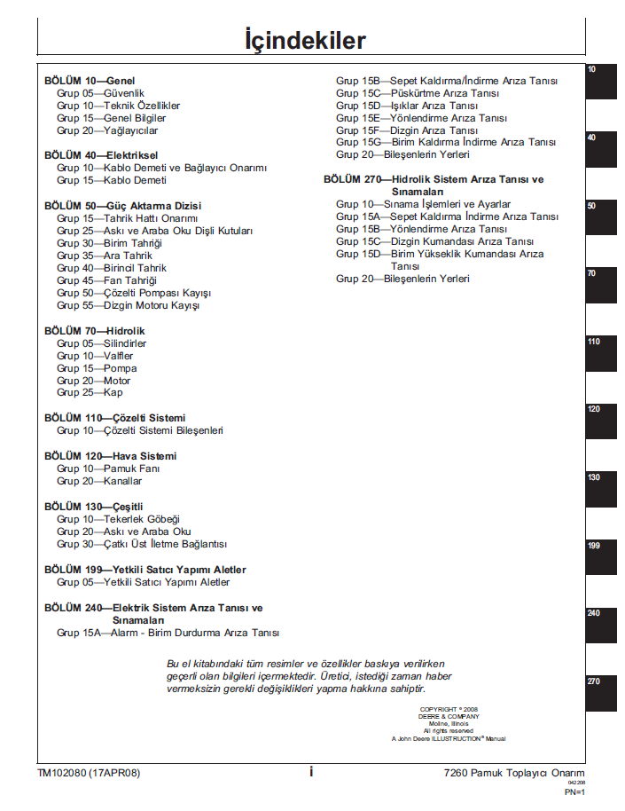 Official TM102080 Service Manual for John Deere 7260 Cotton Picker