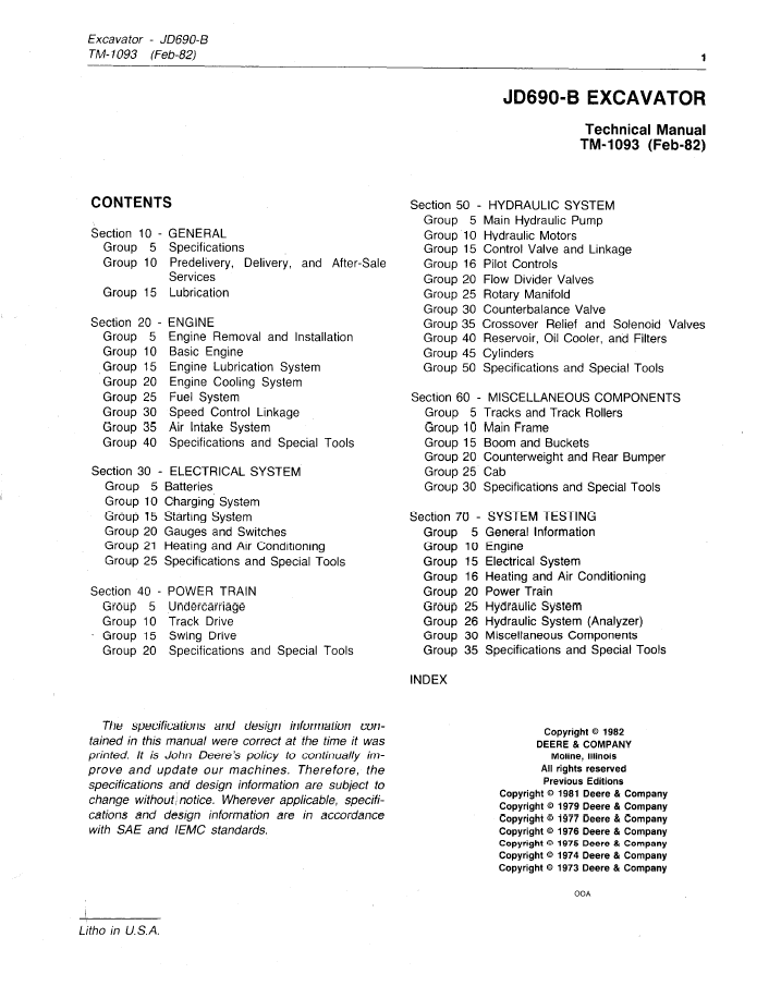 Official TM1093 Technical Manual for John Deere 690B Excavator