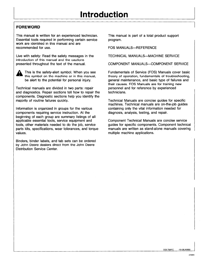 Official TM1302 Technical Manual for John Deere 490 Excavator