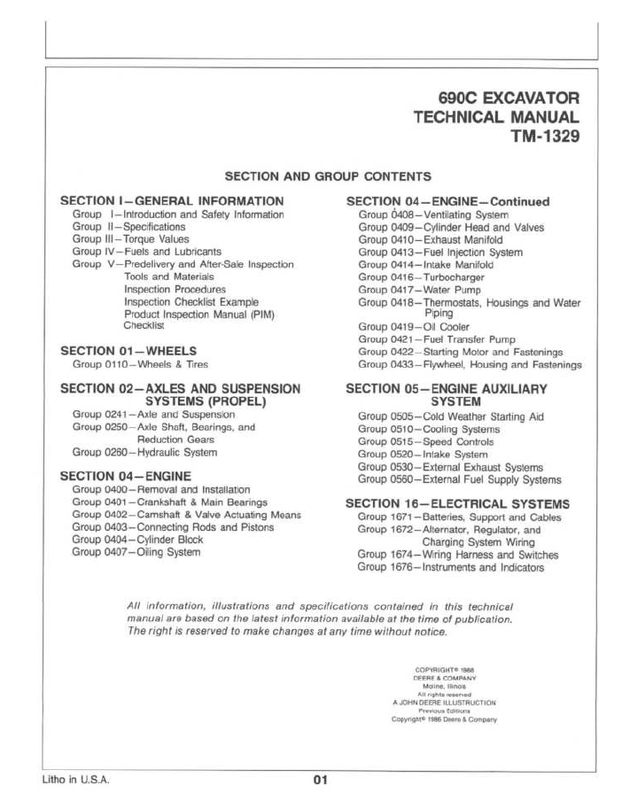 Official TM1329 Technical Manual for John Deere 690C Wheeled Undercarriage
