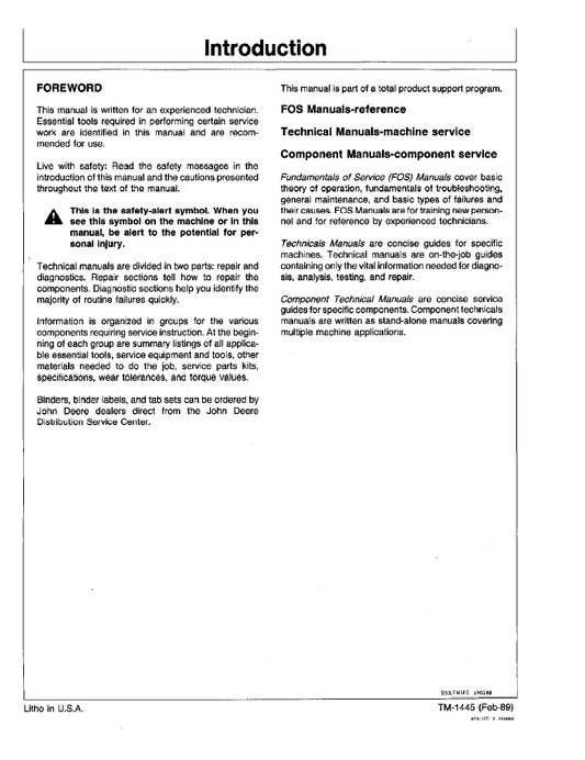 Official TM1445 Technical Manual for John Deere 595D Excavator