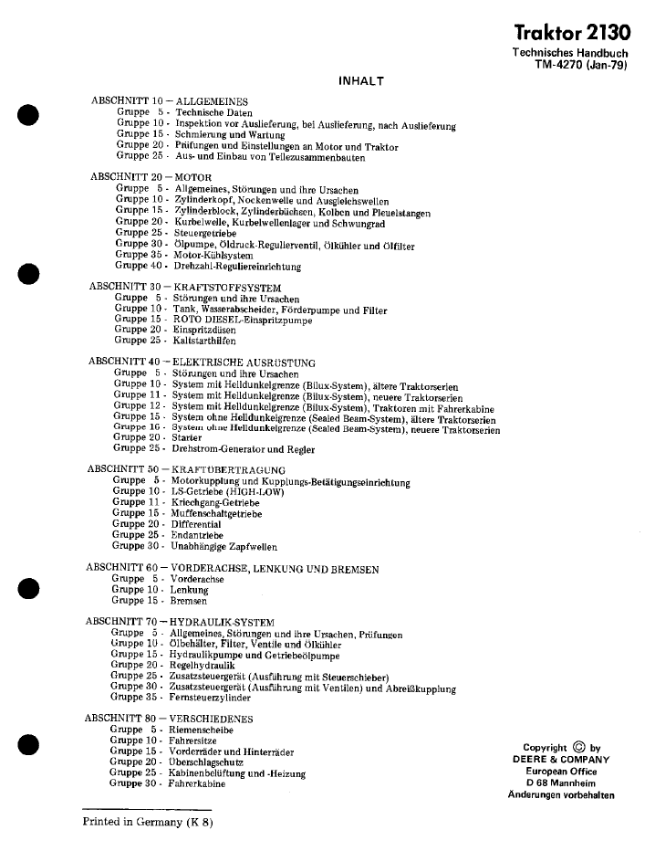 Official TM4270 Service Manual for John Deere 2130 Tractor